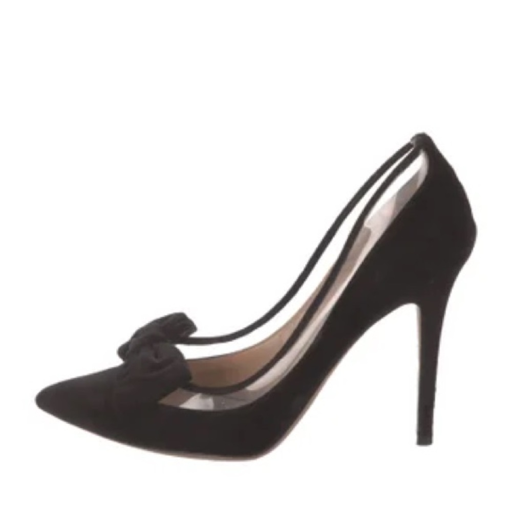 Valentino Garavani Black Pointed-Toe Bow Pumps